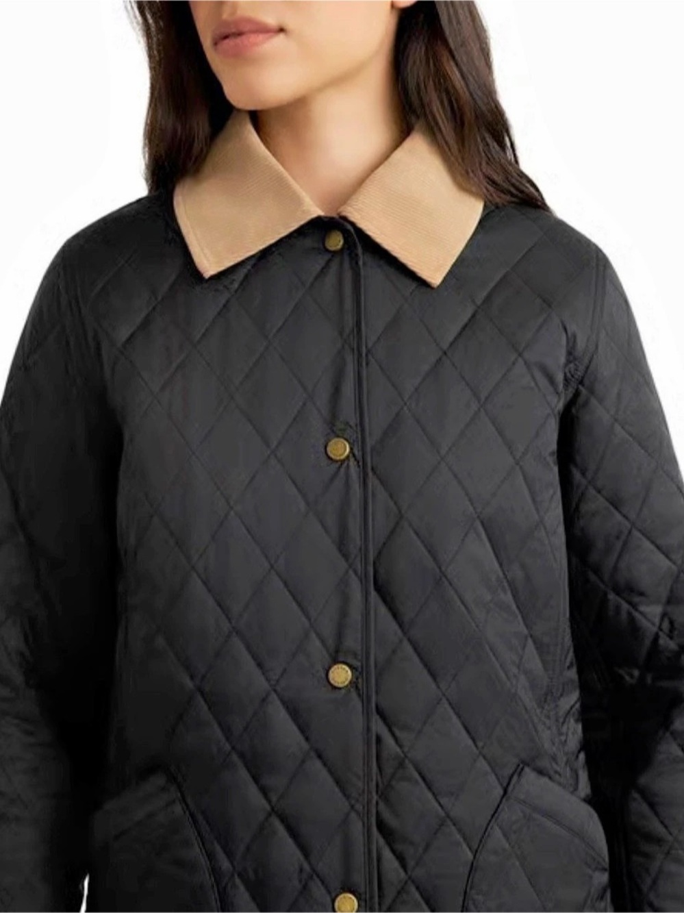 Hunter Women's Quilted Jacket in Black & Brown - Picture 3 of 6